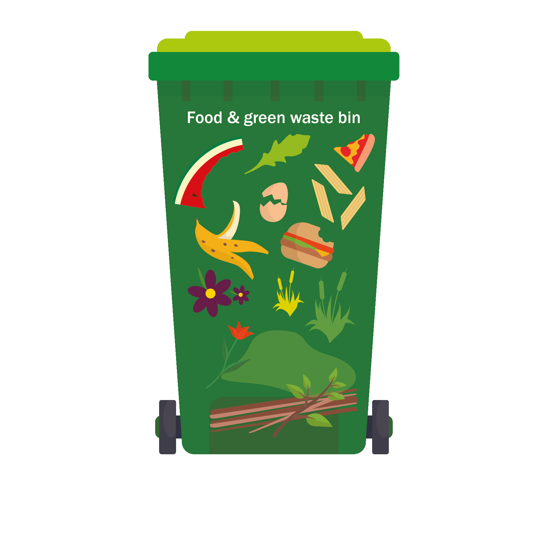 See web content for list of items accepted in green waste