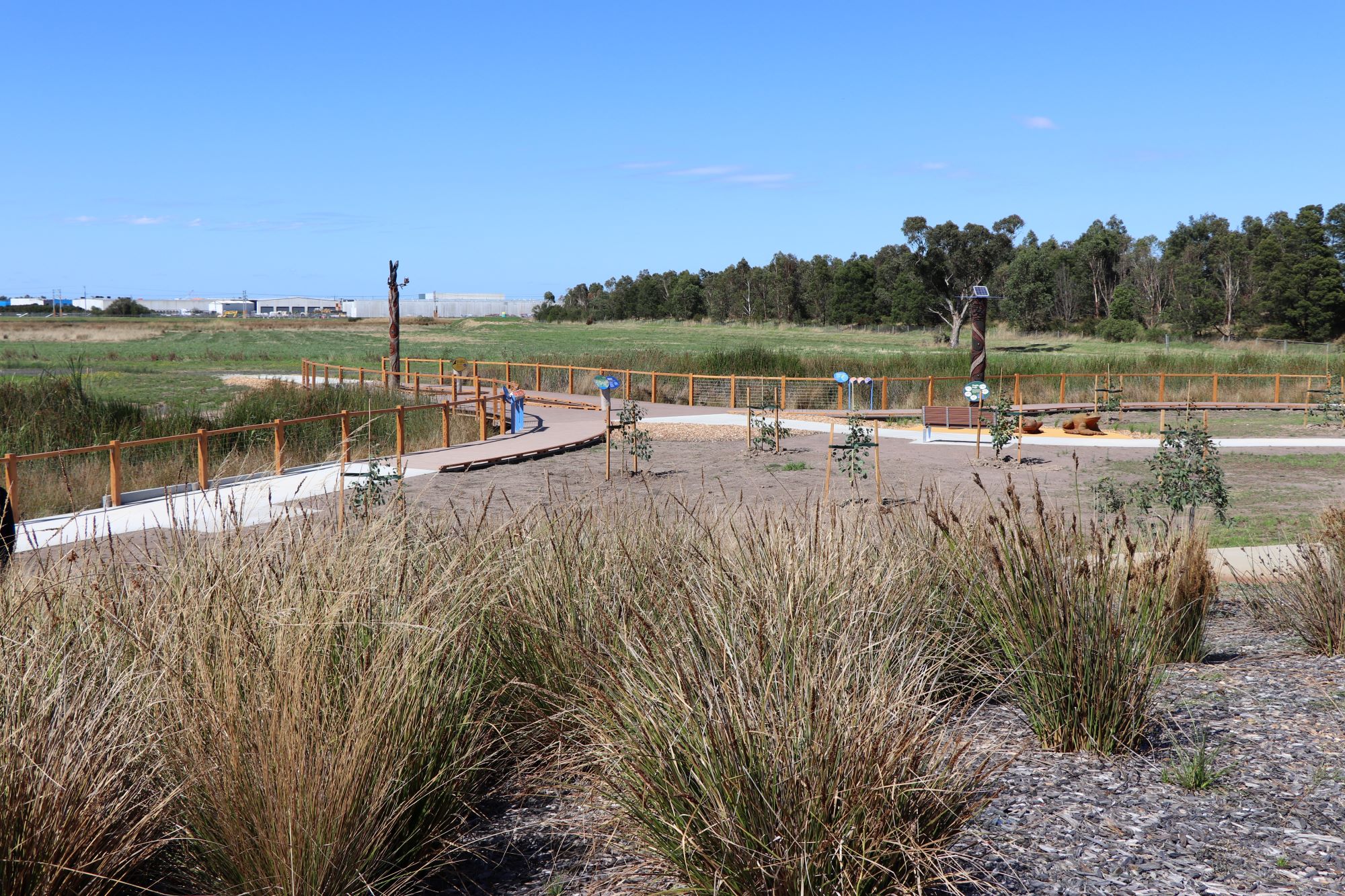 Overview of the Deep Creek Reserve wetland wonder project with paths, board walk and educations signs