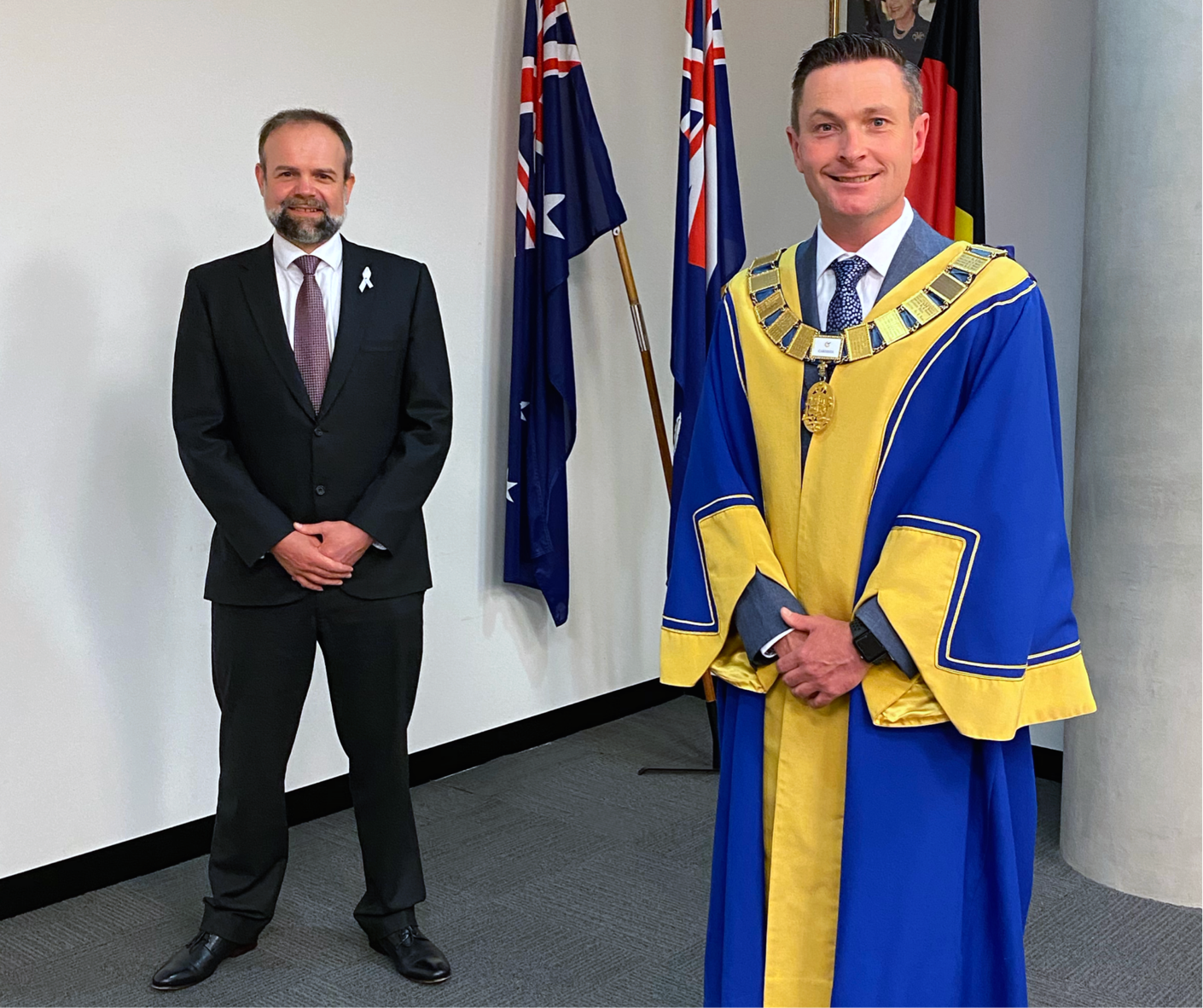 From left: Cardinia Shire Council's 2020-21 Deputy Mayor Cr Jeff Springfield and Mayor Cr Brett Owen